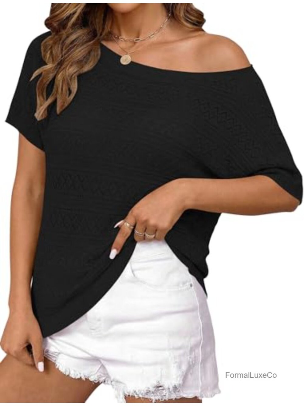 Crochet Off Shoulder Knit Top Sweater Women Viscose Batwing Short Sleeve